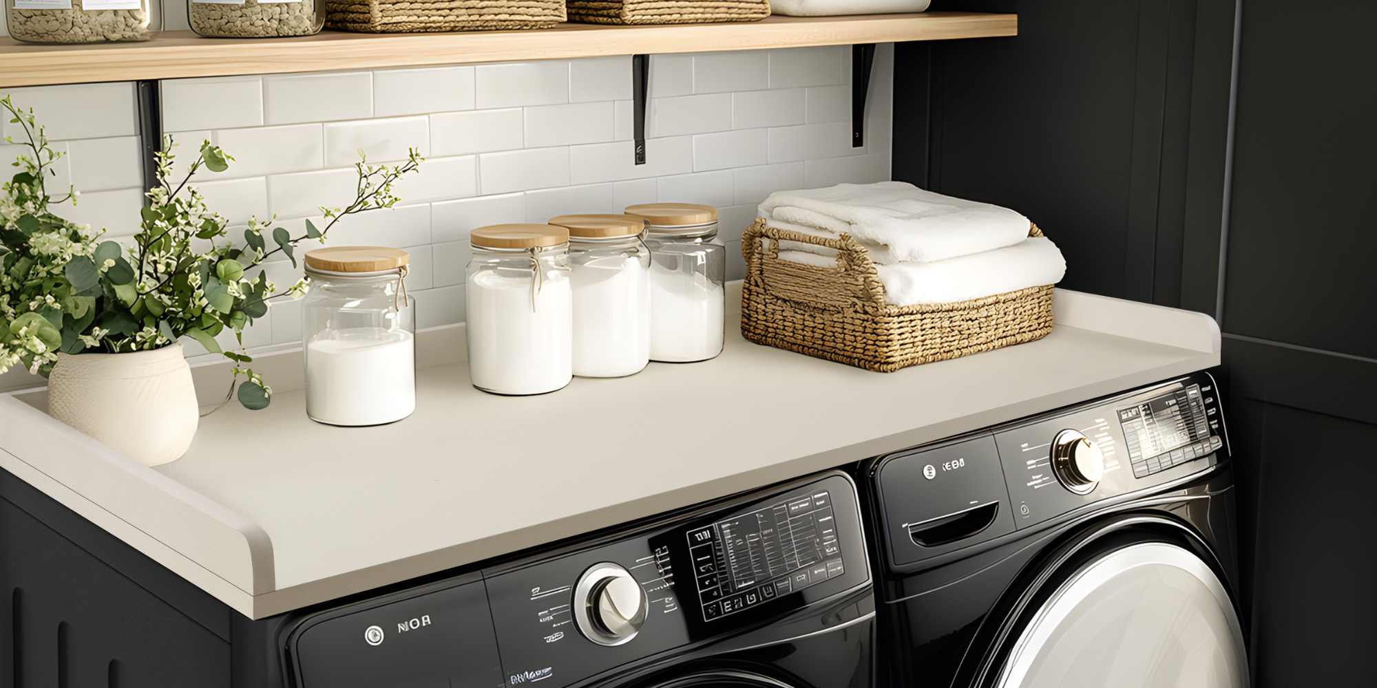 New Washer and Dryer Countertop Colors: Beige Leather, Light Walnut, and Dark Walnut