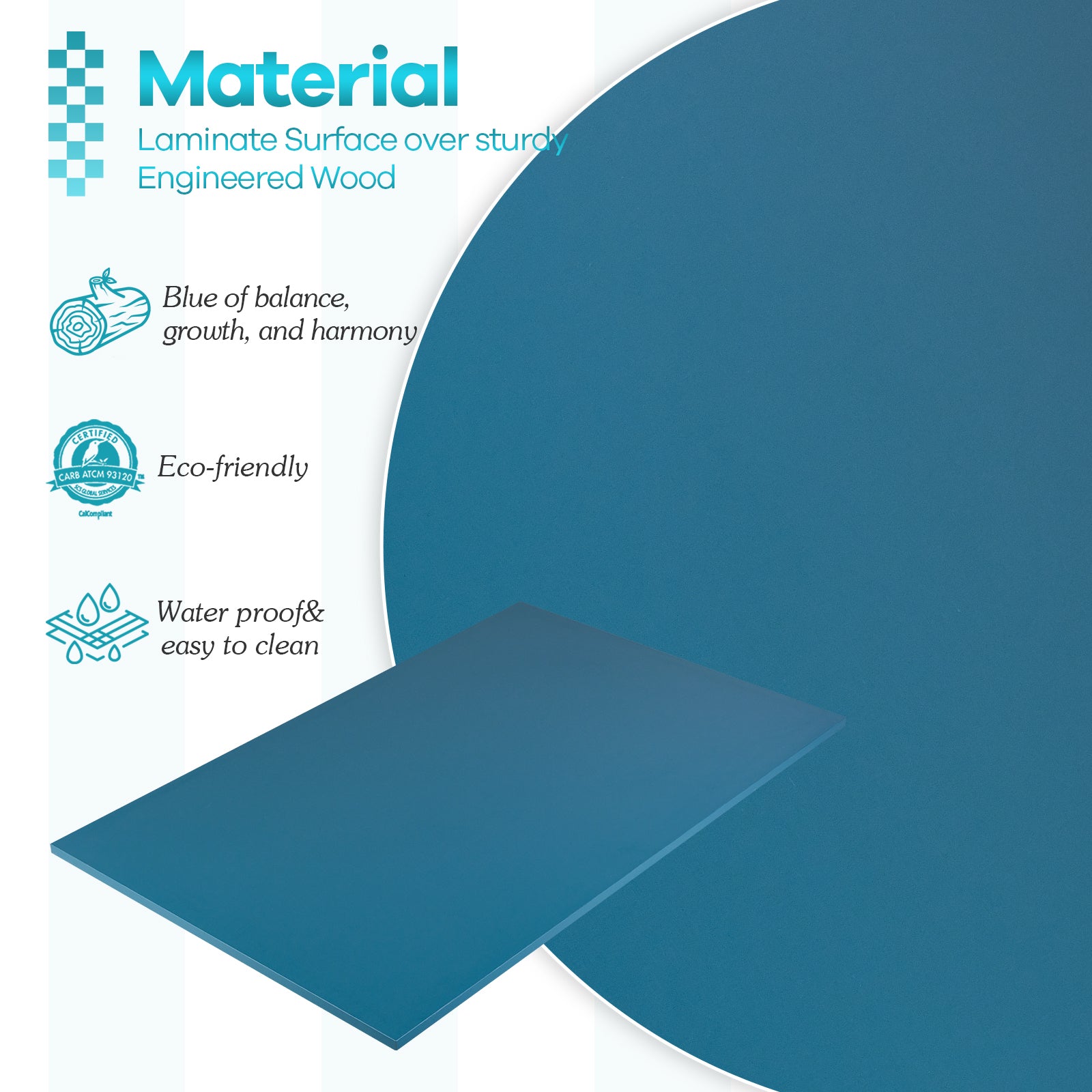 KABOON Solid Color Tabletop--Cyan-4 sizes