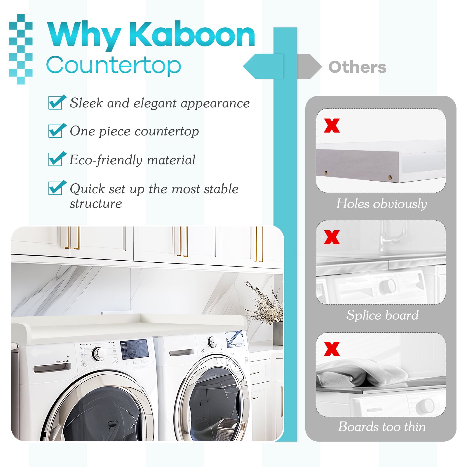 Kaboon Washer Dryer Countertop, White