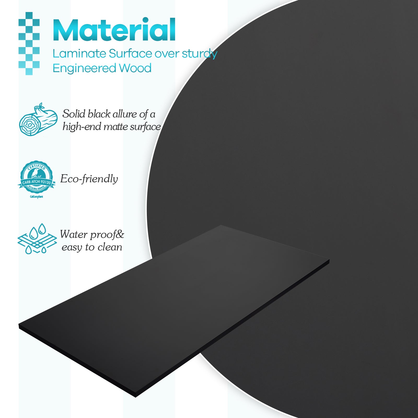 KABOON Solid Color Tabletop--Black