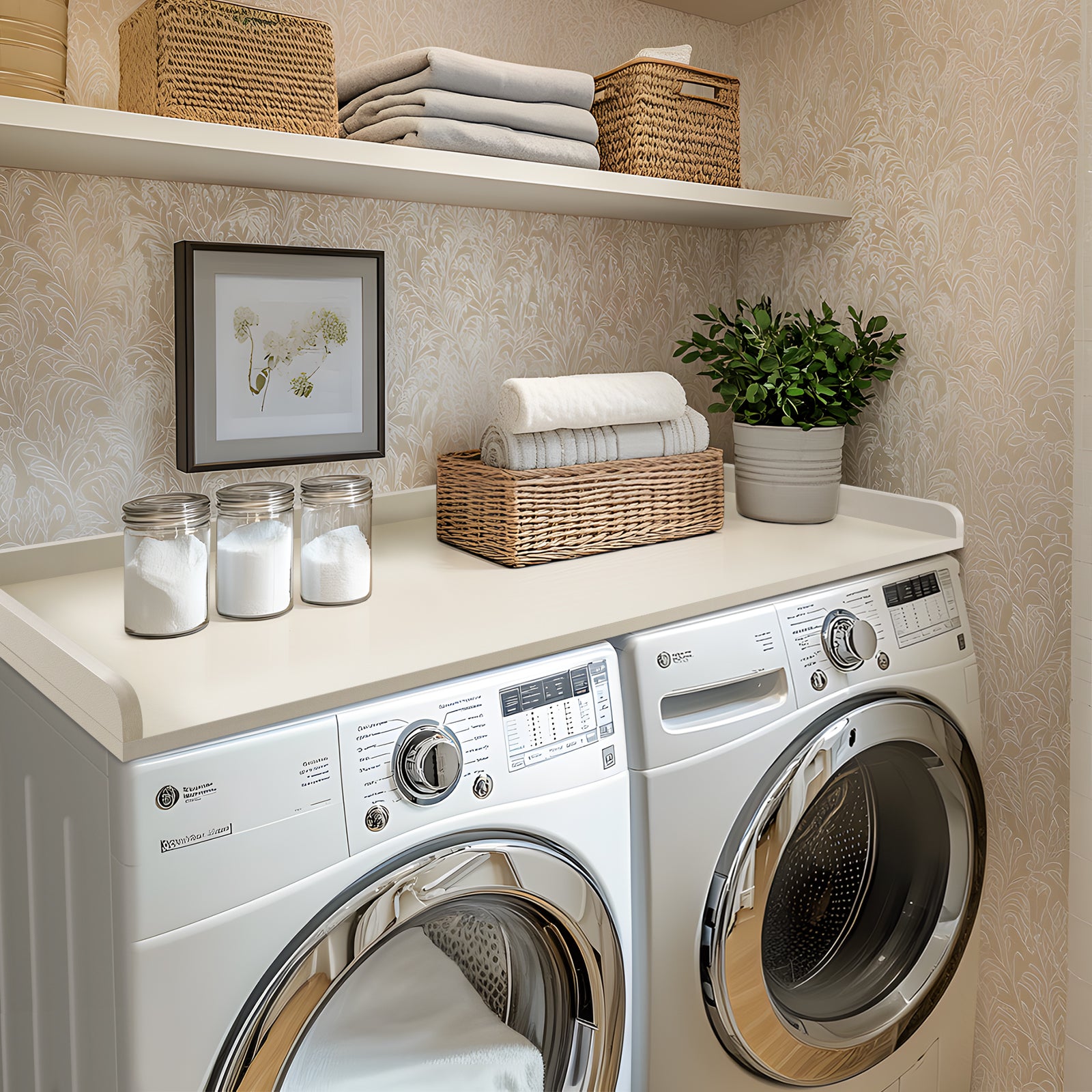 Kaboon Washer Dryer Countertop, Beige Leather