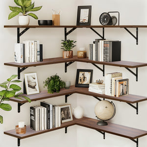 KABOON Floating Shelves for Wall, Set of 2--Dark Walnut