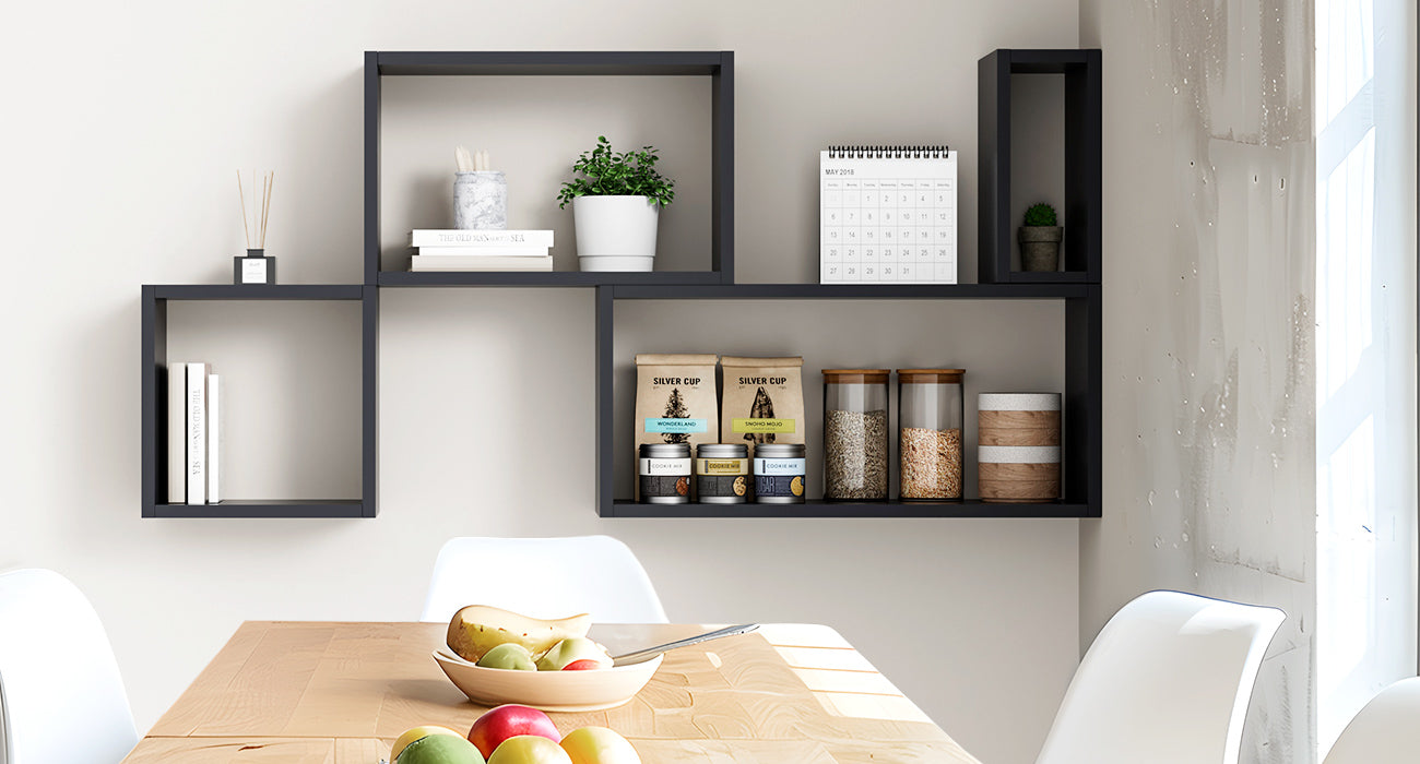 KABOON Floating Cube Shelves--Black