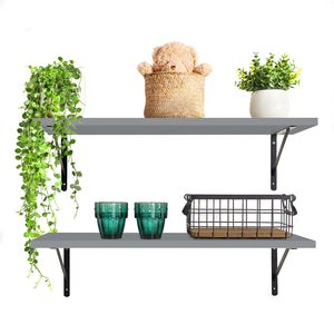 KABOON Floating Shelves for Wall, Set of 2--Gray