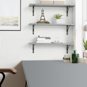KABOON Floating Shelves for Wall, Set of 2--Gray