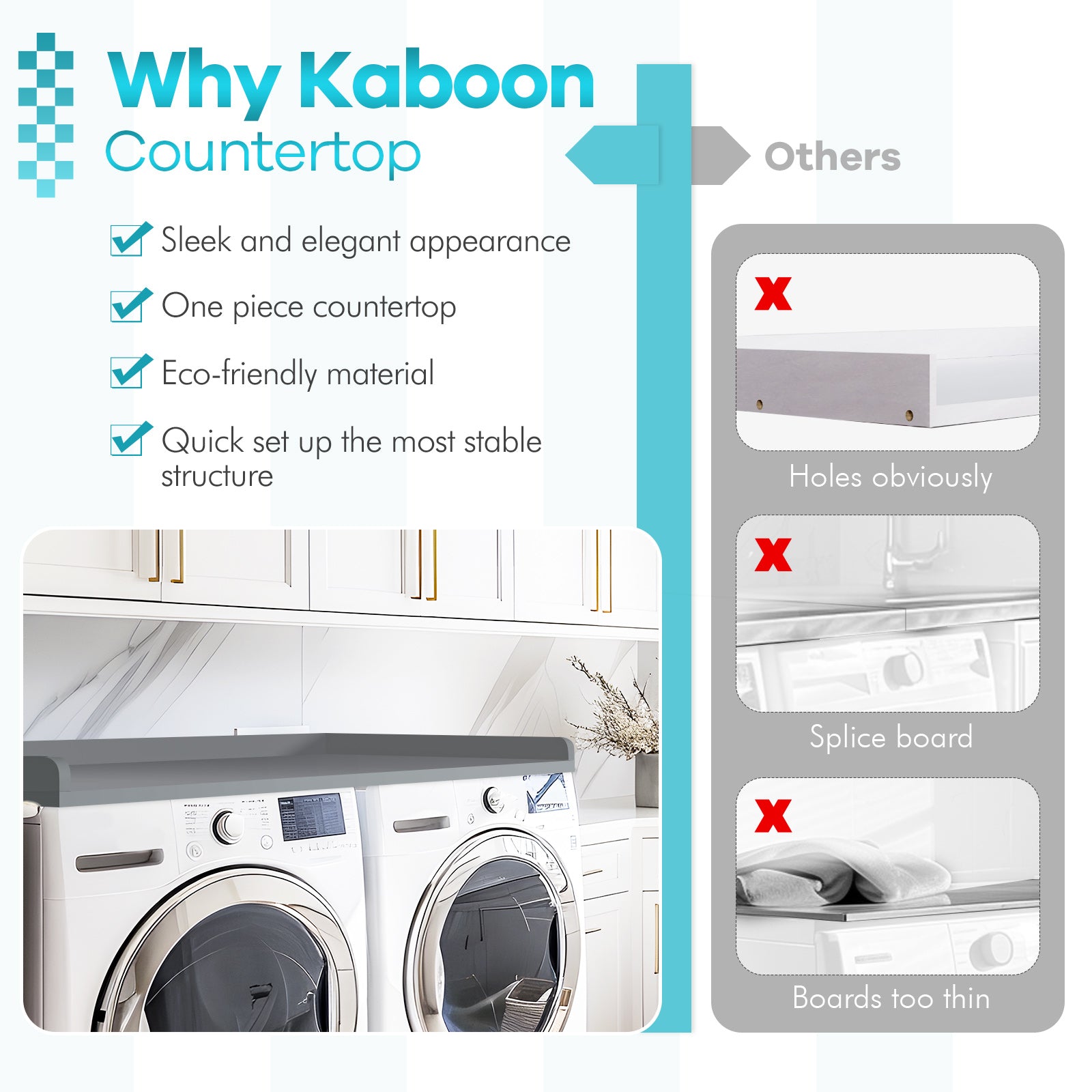 Kaboon Washer Dryer Countertop, Gray