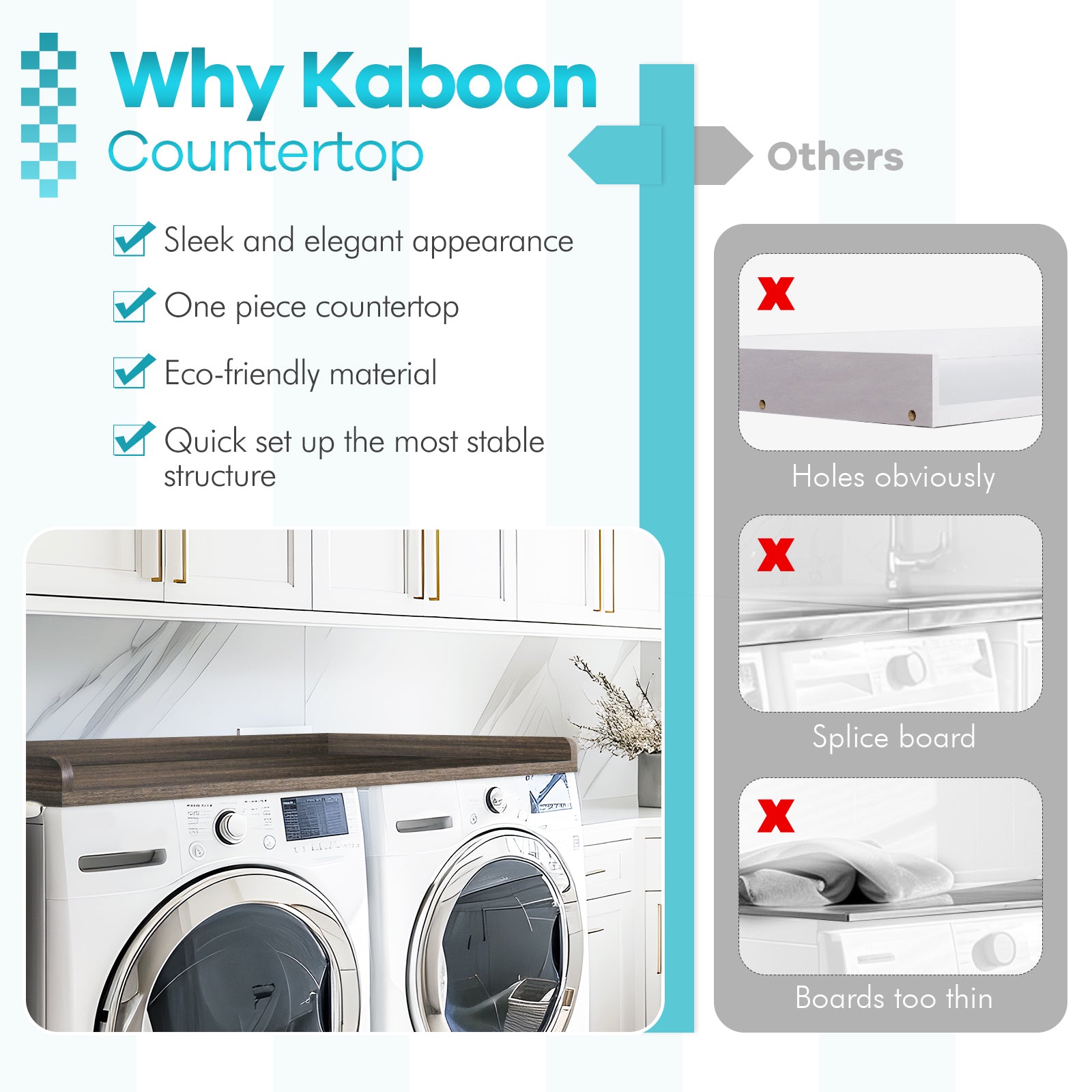 Kaboon Washer Dryer Countertop, Eucalyptus