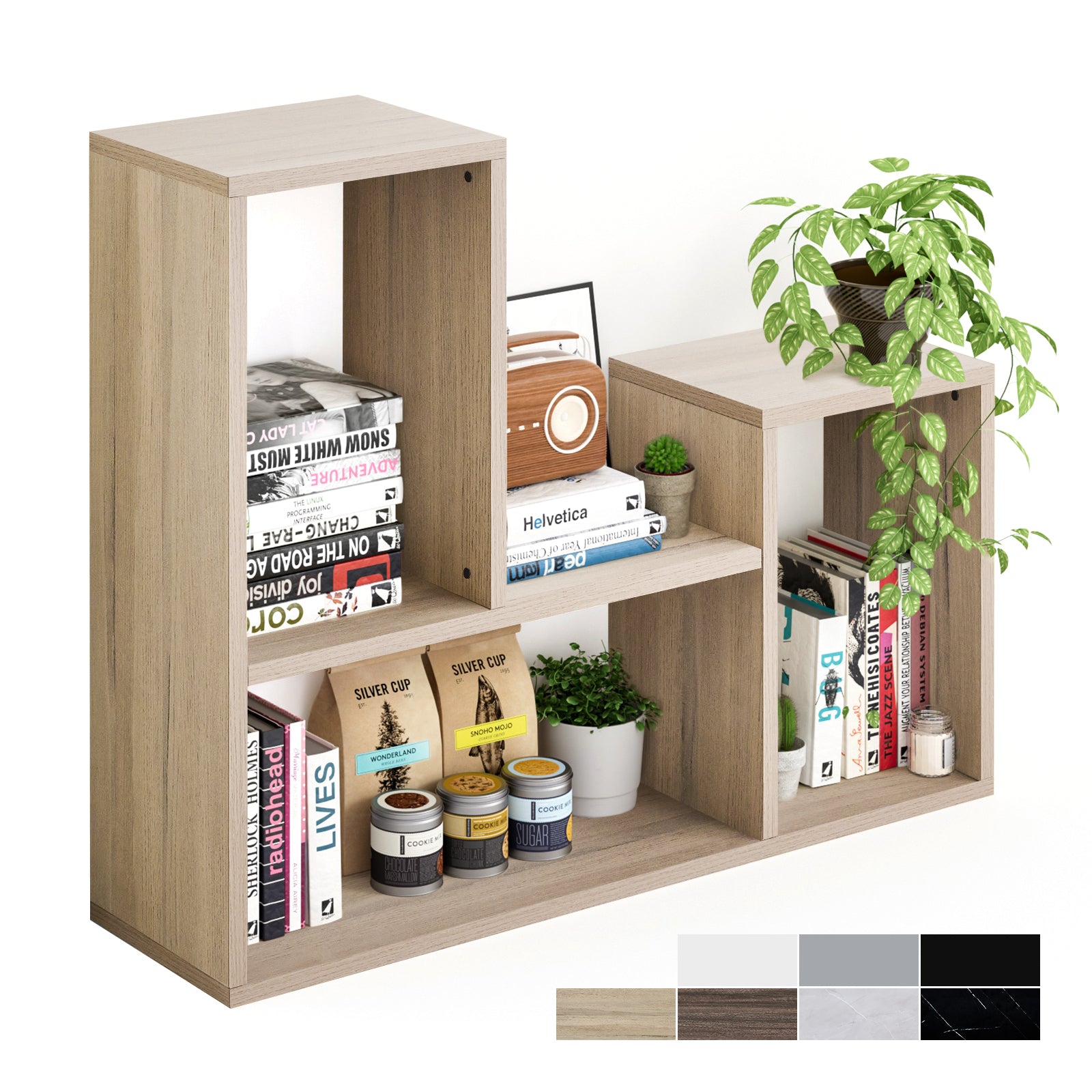 Kaboon Free Combination Shelf Unit--Oak